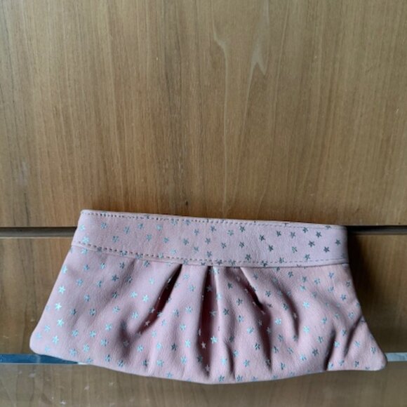 NWOT Lauren Merkin Light Pink Leather Clutch with Stars - Picture 2 of 6